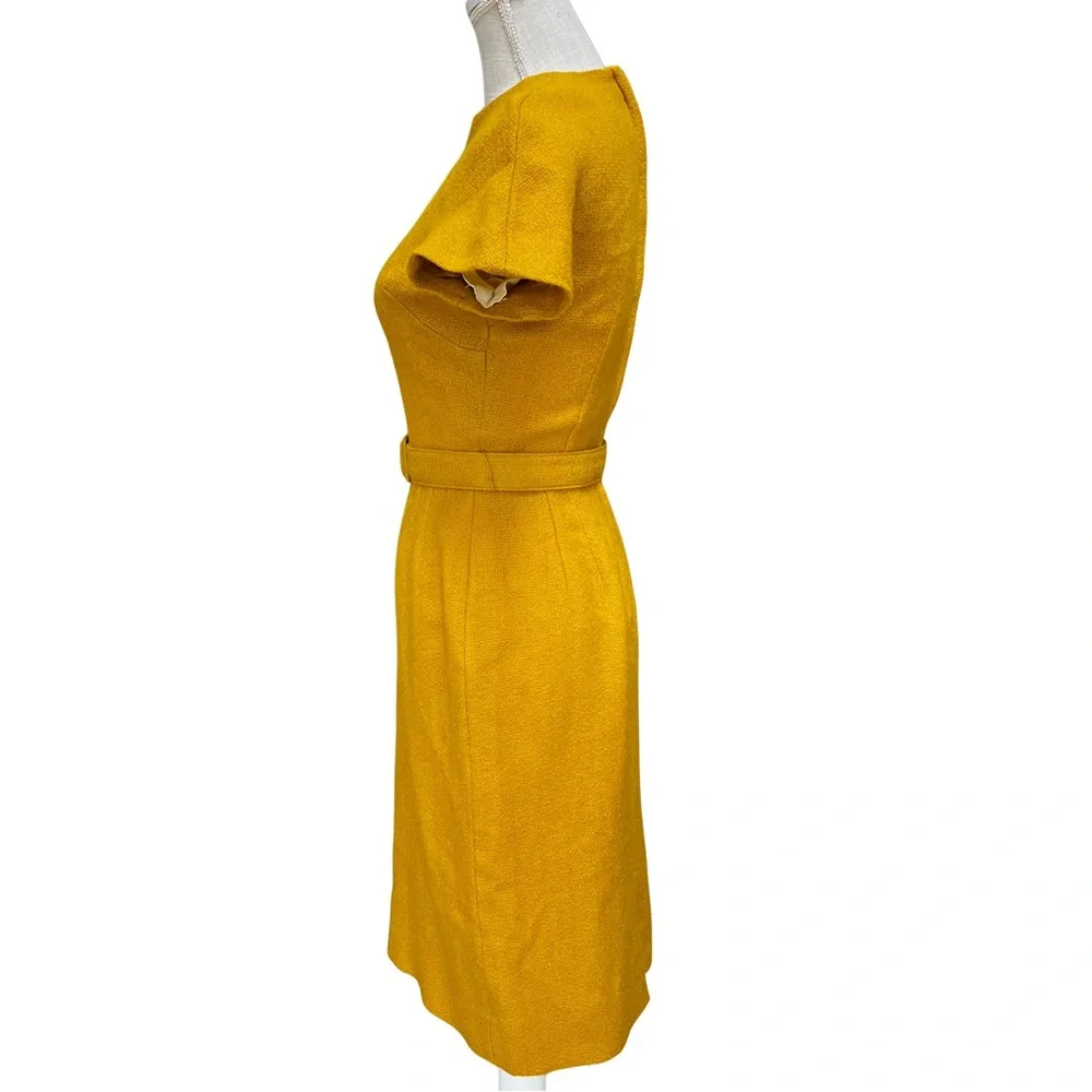 Vintage Chic Mustard Dress and Jacket Ensemble with Matching Belt - Picture 6 of 16
